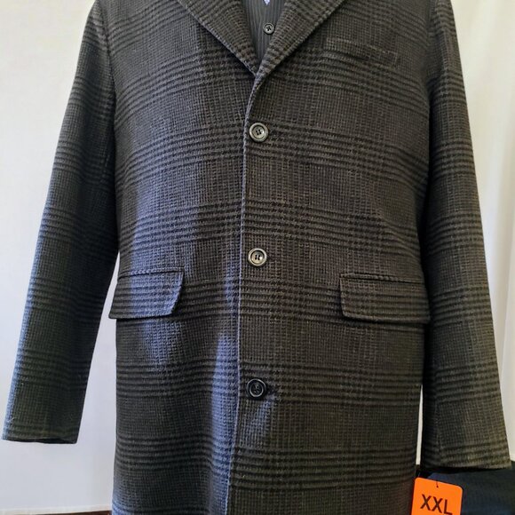 Marc New York -XXL,Gray Glenn Plaid Wool Blend 3/4 Length Coat - Picture 5 of 11